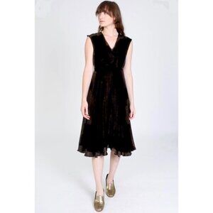 No.6 Store black dot silk/rayon dress, EUC